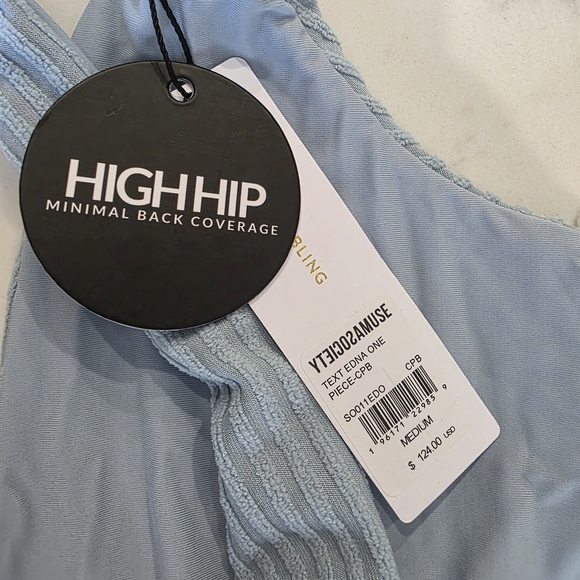 AmuseSociety Light Blue Ribbed Swimsuit - Picture 3 of 3